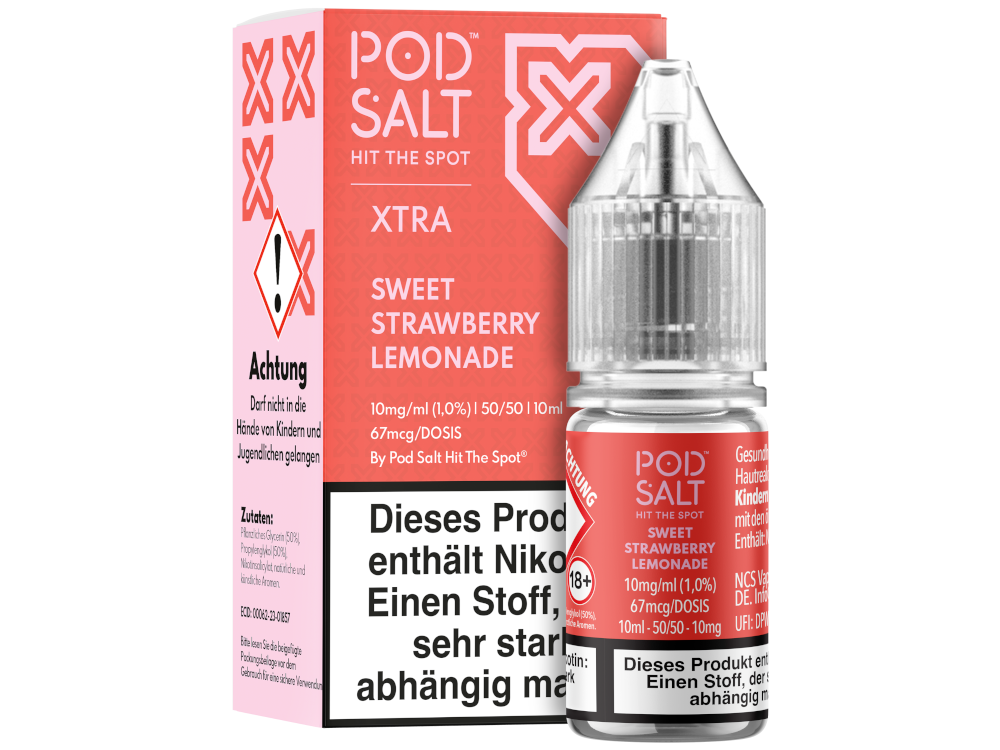 Pod Salt X - Sweet Strawberry Lemonade - Nikotinsalz Liquid 10 mg/ml 5er Packung