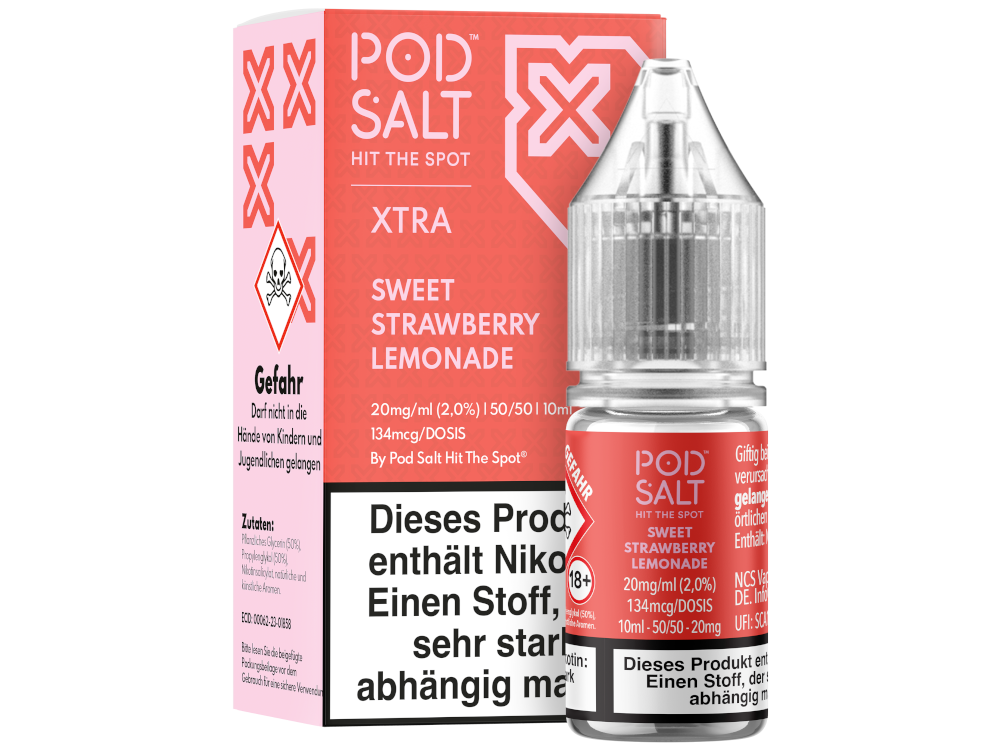 Pod Salt X - Sweet Strawberry Lemonade - Nikotinsalz Liquid 20 mg/ml 5er Packung