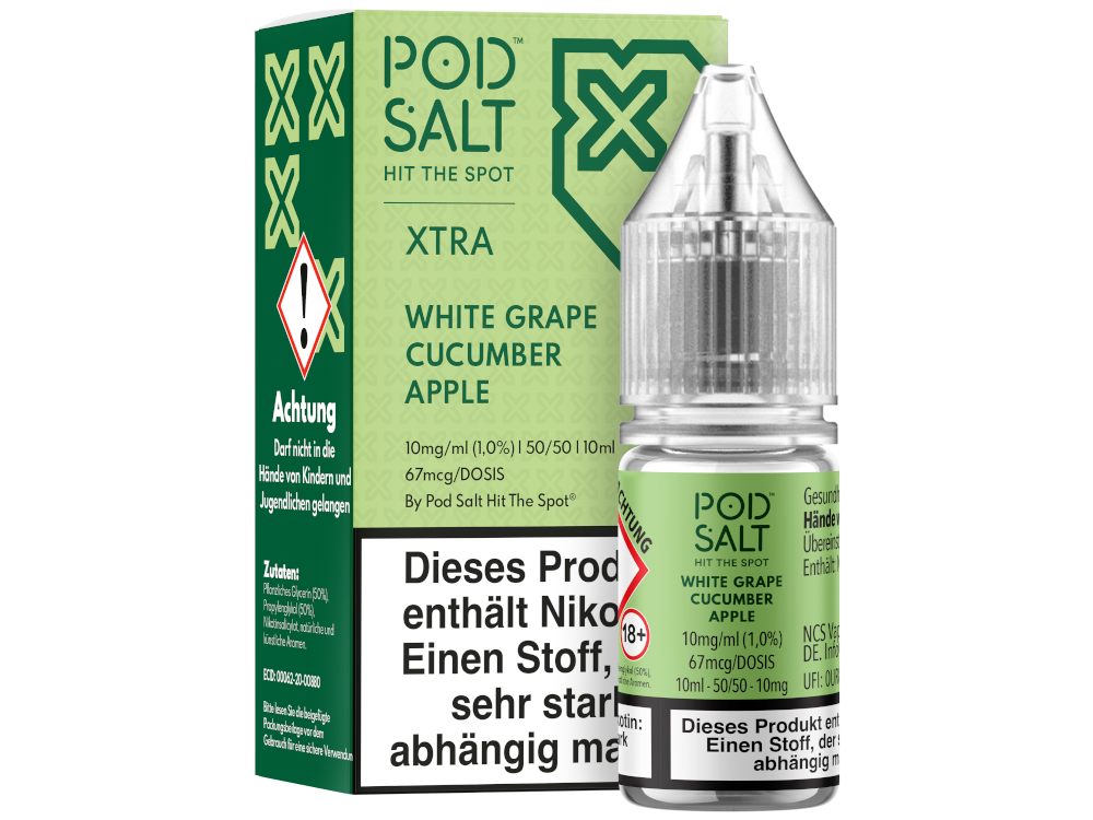 Pod Salt X - White Grape Cucumber Apple - Nikotinsalz Liquid 10 mg/ml 5er Packung