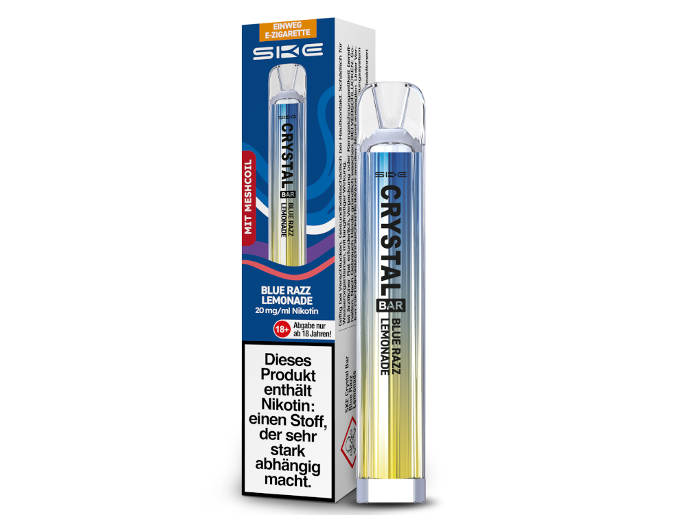 SKE - Crystal Bar Einweg E-Zigarette - Blue Razz Lemonade 20 mg/ml 10er Packung
