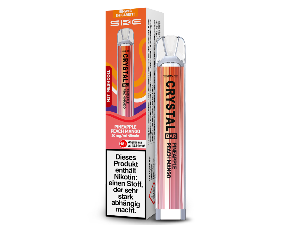 SKE - Crystal Bar Einweg E-Zigarette - Pineapple Peach Mango 20 mg/ml 10er Packung
