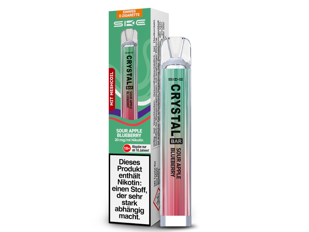 SKE - Crystal Bar Einweg E-Zigarette - Sour Apple Blueberry 20 mg/ml