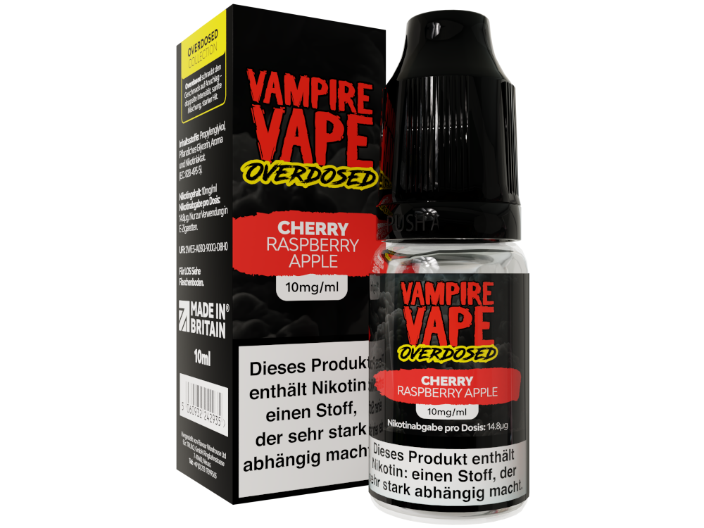 Vampire Vape - Overdosed - Cherry Raspberry Apple - Nikotinsalz Liquid 10 mg/ml 10er Packung