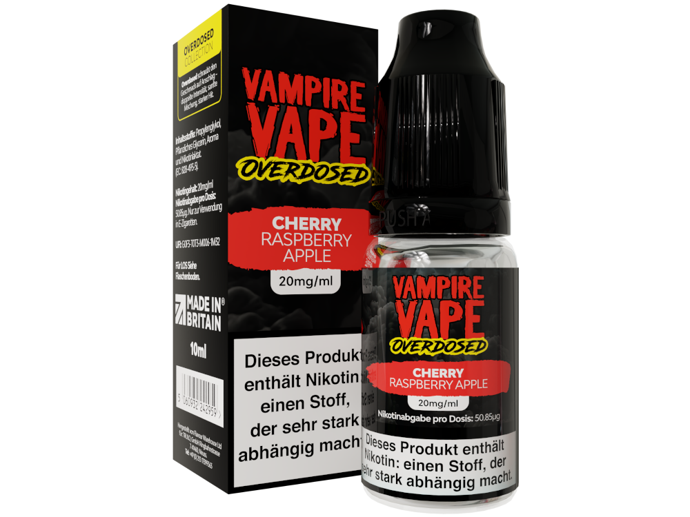 Vampire Vape - Overdosed - Cherry Raspberry Apple - Nikotinsalz Liquid 20 mg/ml 10er Packung