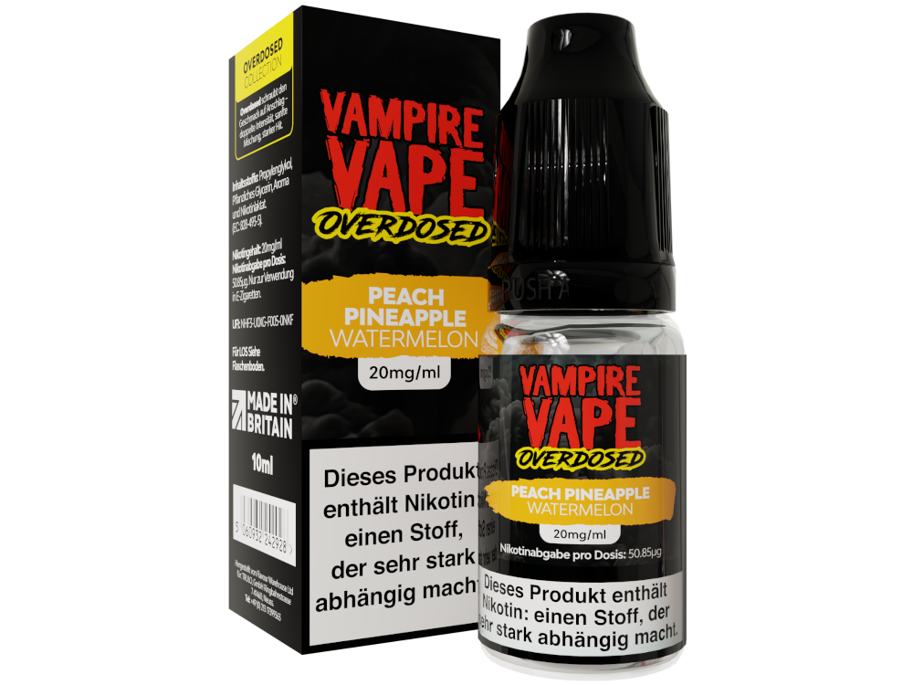 Vampire Vape - Overdosed - Peach Pineapple Watermelon - Nikotinsalz Liquid 20 mg/ml 10er Packung